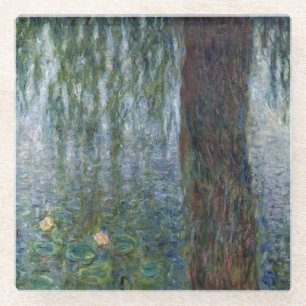 Claude Monet   Waterlilies Weeping Willows left Glass Coaster