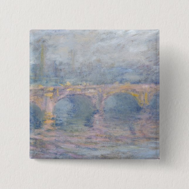 Claude Monet | Waterloo Bridge, London, at Sunset 2 Inch Square Button (Front)