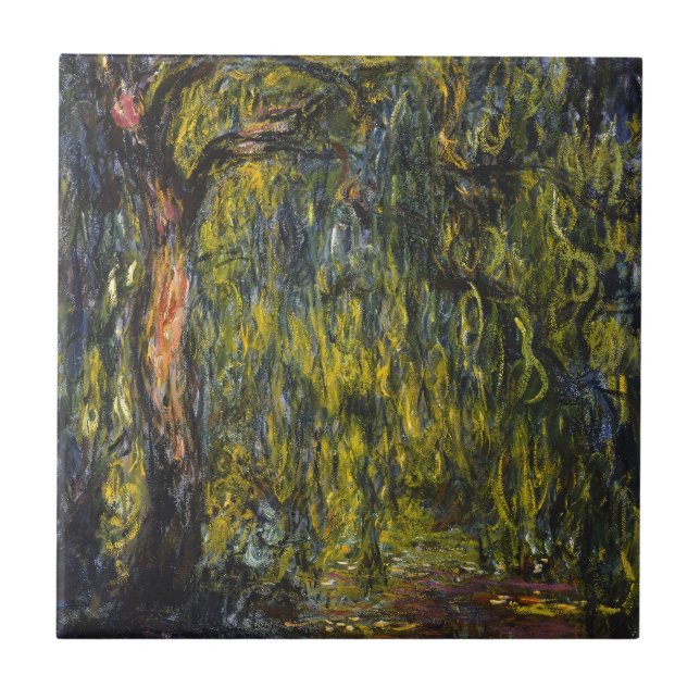 Claude Monet Weeping Willow Impressionist Art Tile (Front)
