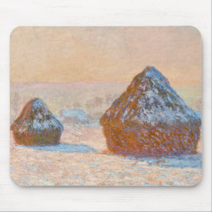 Claude Monet - Wheatstacks, Snow Effect, Morning Mouse Pad