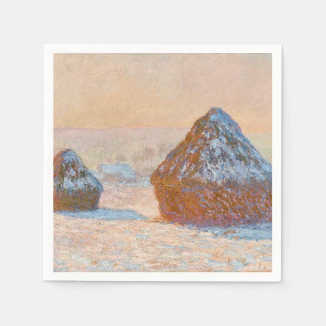 Claude Monet - Wheatstacks, Snow Effect, Morning Napkin (Front)