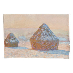 Claude Monet - Wheatstacks, Snow Effect, Morning Pillowcase