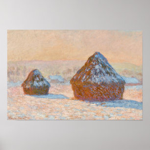 Claude Monet - Wheatstacks, Snow Effect, Morning Poster