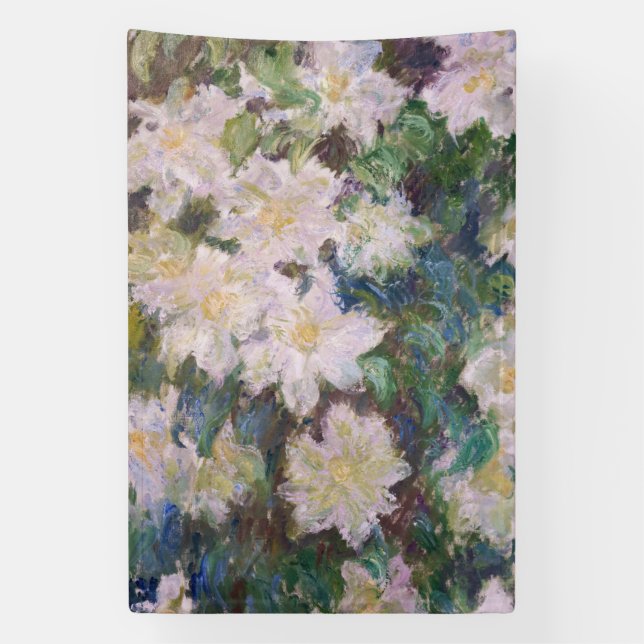 Claude Monet - White Clematis Banner (Vertical)