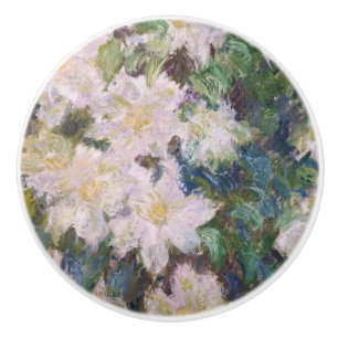 Claude Monet - White Clematis Ceramic Knob
