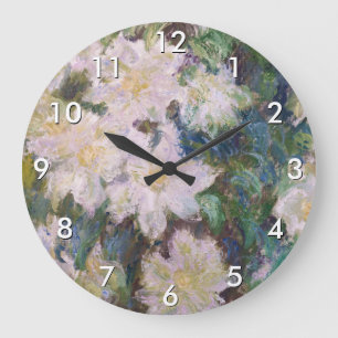 Claude Monet - White Clematis Large Clock