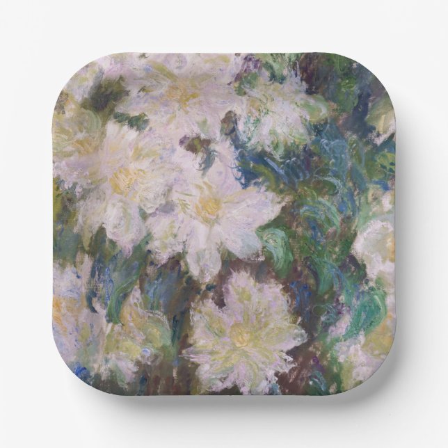 Claude Monet - White Clematis Paper Plate (Front)