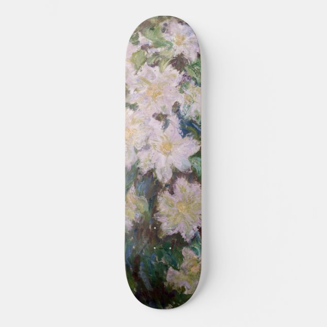 Claude Monet - White Clematis Skateboard (Front)