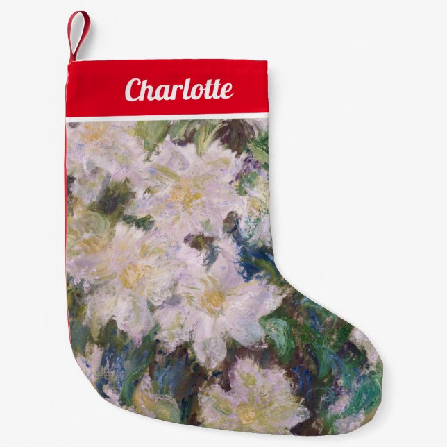 Claude Monet - White Clematis Small Christmas Stocking (Front)
