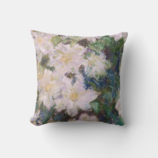Claude Monet - White Clematis Throw Pillow (Front)