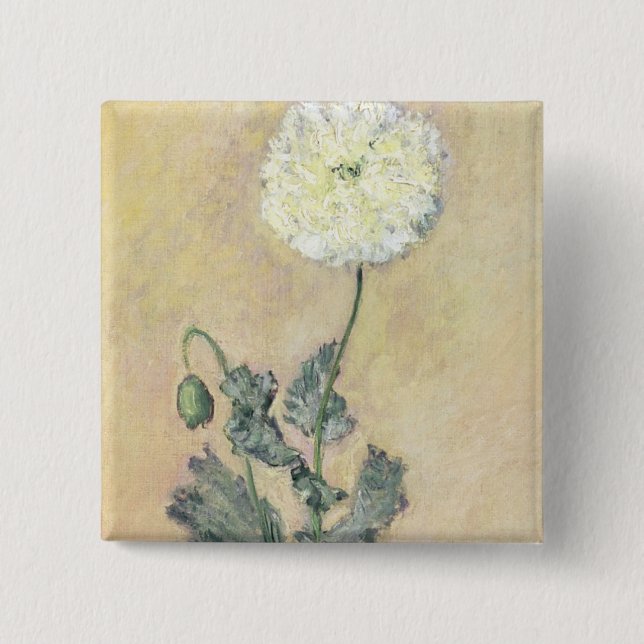 Claude Monet | White Poppy, 1883 2 Inch Square Button (Front)