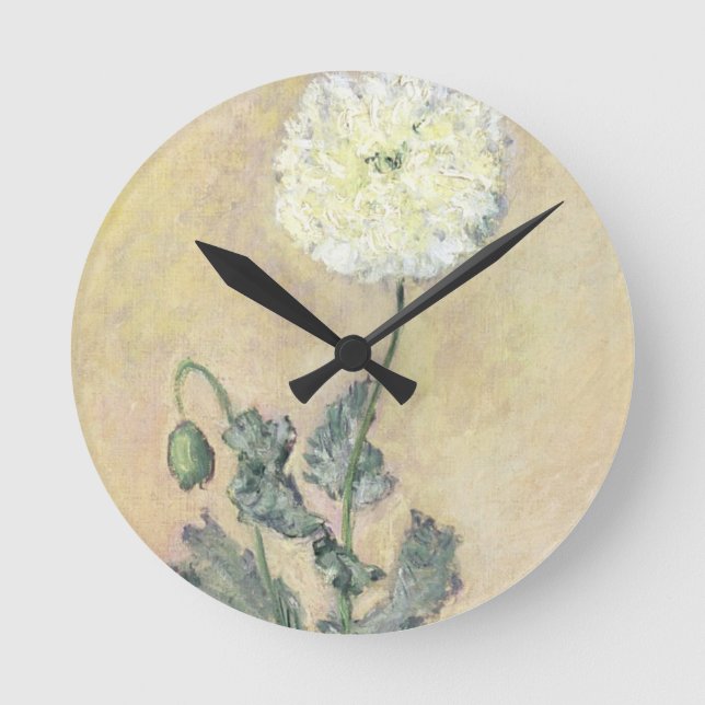 Claude Monet | White Poppy, 1883 Round Clock (Front)