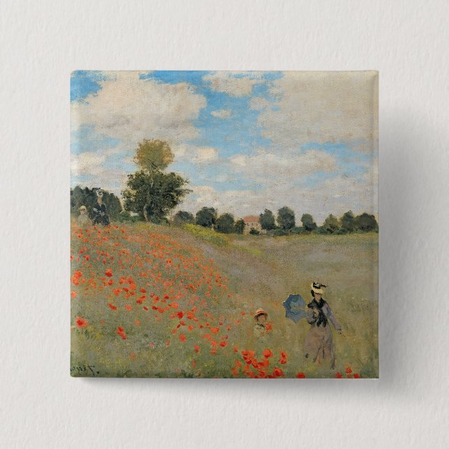 Claude Monet | Wild Poppies, near Argenteuil 2 Inch Square Button (Front)