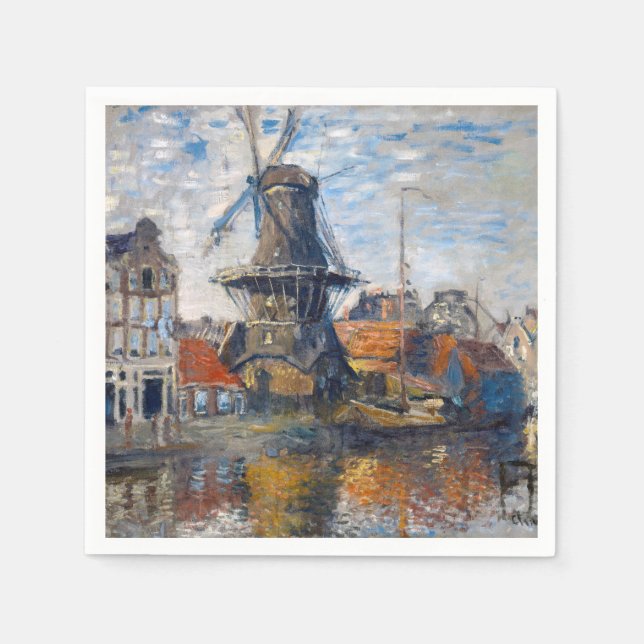 Claude Monet - Windmill, Amsterdam  Napkin (Front)