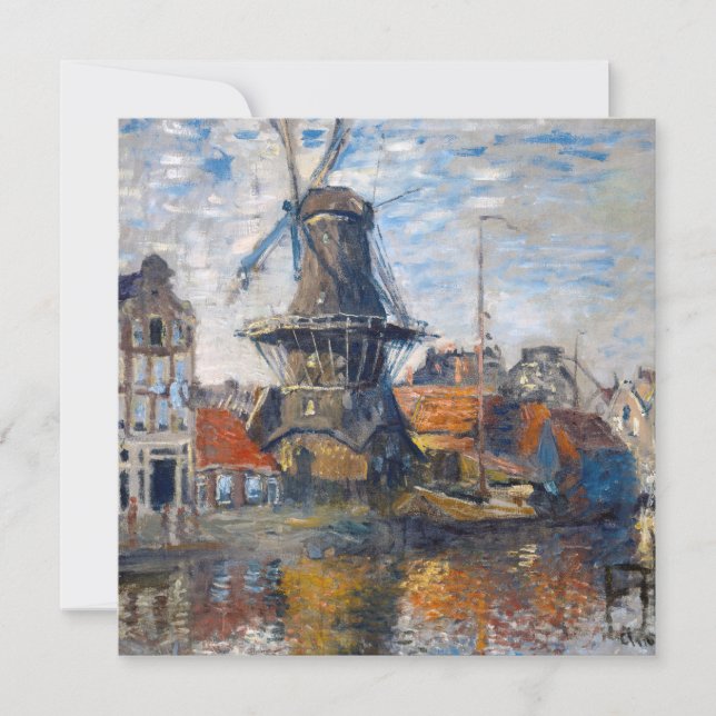 Claude Monet - Windmill, Amsterdam  Thank You Card (Front)