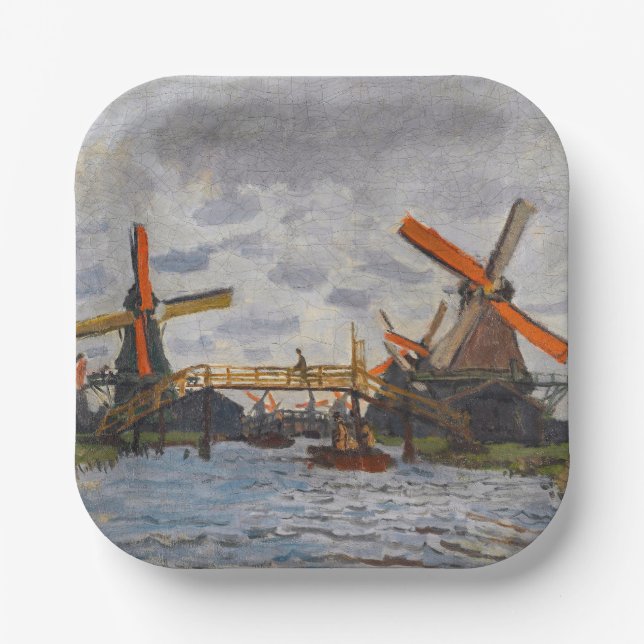 Claude Monet - Windmills near Zaandam Paper Plate (Front)