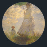 Claude Monet: Woman with a Parasol, 1875 Classic Round Sticker<br><div class="desc">Claude Monet: Woman with a Parasol,  1875. National Gallery of Art,  Washington,   DC,  USA. Oscar-Claude Monet (November 14,  1840 - December 5,  1926) was a French impressionist painter</div>