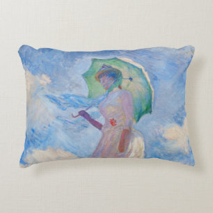 Claude Monet - Woman with a Parasol facing left Accent Pillow
