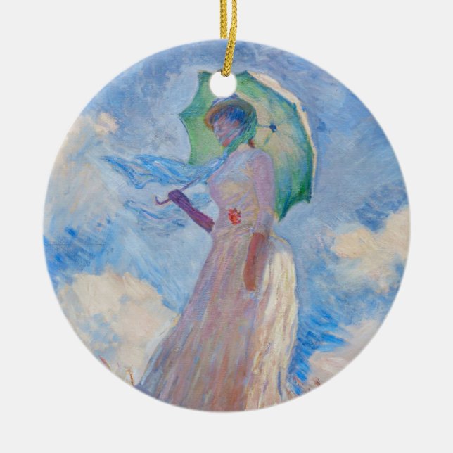 Claude Monet - Woman with a Parasol facing left Ceramic Ornament (Front)