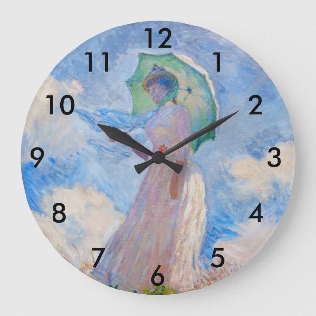 Claude Monet - Woman with a Parasol facing left Large Clock (Front)