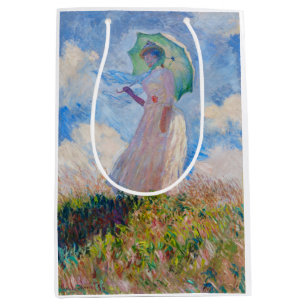 Claude Monet - Woman with a Parasol facing left Medium Gift Bag