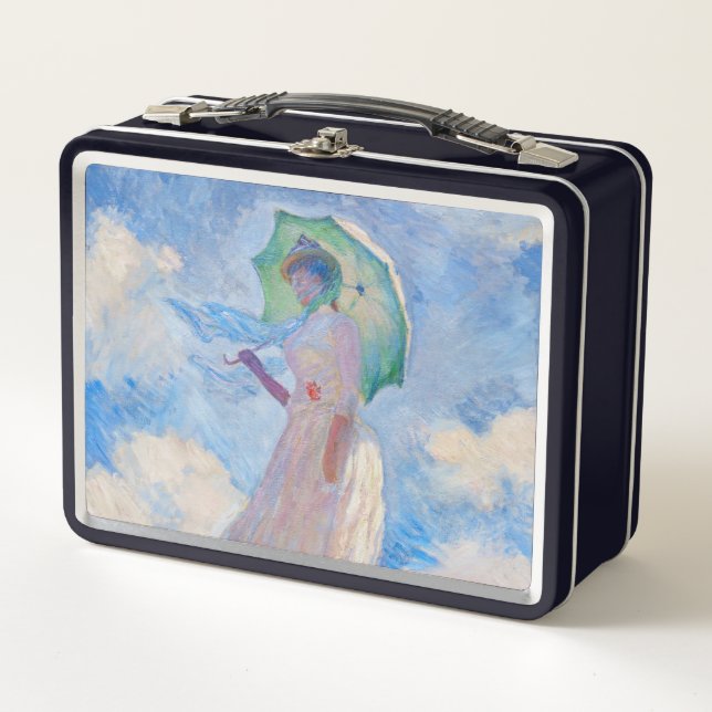 Claude Monet - Woman with a Parasol facing left Metal Lunch Box (Front)