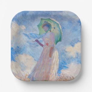Claude Monet - Woman with a Parasol facing left  Paper Plate
