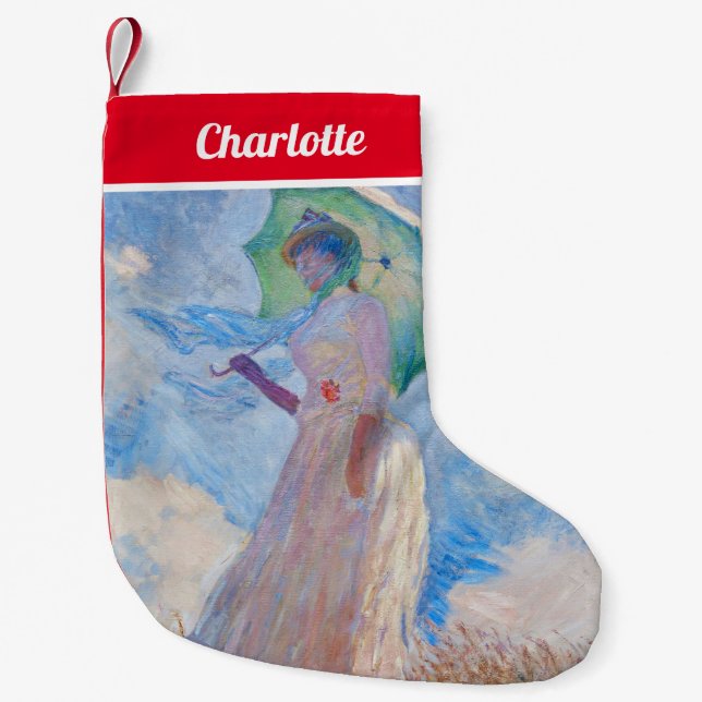 Claude Monet - Woman with a Parasol facing left Small Christmas Stocking (Front)