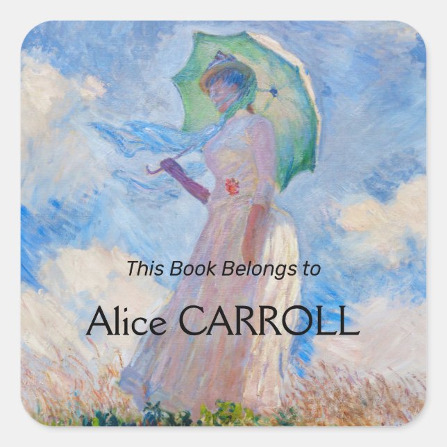 Claude Monet - Woman with a Parasol facing left Square Sticker (Front)