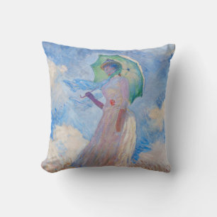 Claude Monet - Woman with a Parasol facing left Throw Pillow