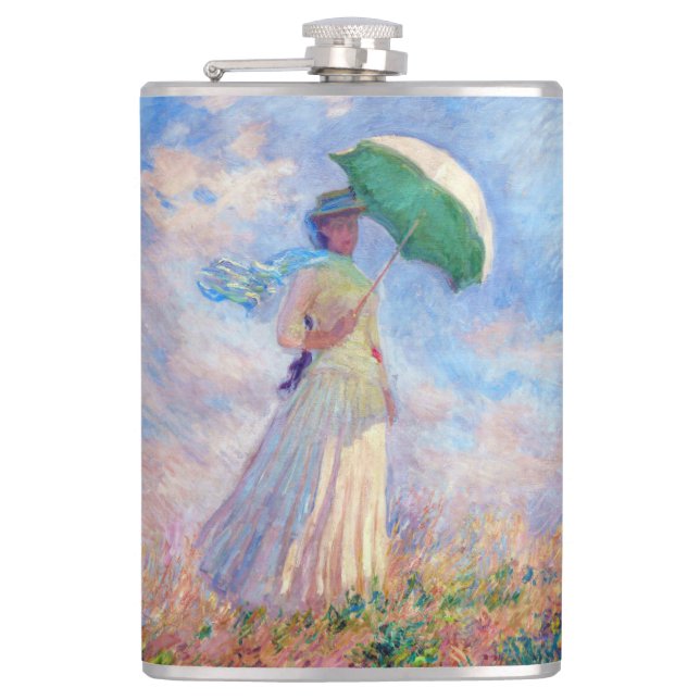 Claude Monet - Woman with a Parasol facing right Hip Flask (Front)