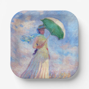 Claude Monet - Woman with a Parasol facing right Paper Plate