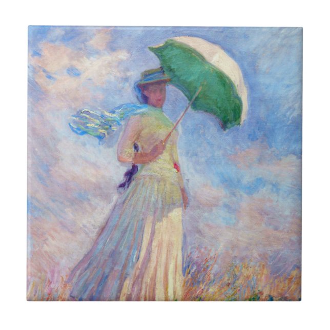Claude Monet - Woman with a Parasol facing right Tile (Front)