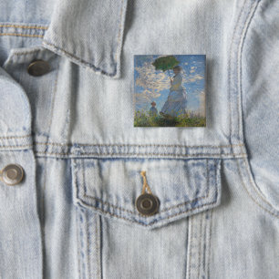 Claude Monet Woman with a Parasol Fine Art 2 Inch Square Button