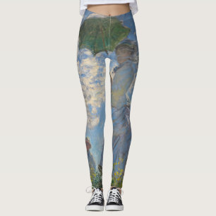 Claude Monet Woman with a Parasol Fine Art Leggings