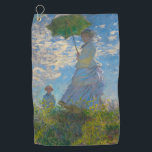 Claude Monet Woman with a Parasol Golf Towel<br><div class="desc">Bring Impressionist beauty to the course. This golf towel features Claude Monet’s Woman with a Parasol, painted in airy blues, soft whites, and fresh greens. The graceful scene of a breezy summer day adds a touch of art and serenity to your game. Practical and absorbent, it’s perfect for wiping clubs,...</div>