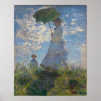 Claude Monet - Woman with a Parasol La Promenade Poster