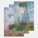 Claude Monet -  Woman with a Parasol serie Wrapping Paper Sheet<br><div class="desc">Woman with a Parasol/Umbrella facing right - Claude Monet in 1886.
The Promenade,  Woman with a Parasol  - Claude Monet,  1875.
Woman with a Parasol/Umbrella facing left - Claude Monet in 1886.</div>