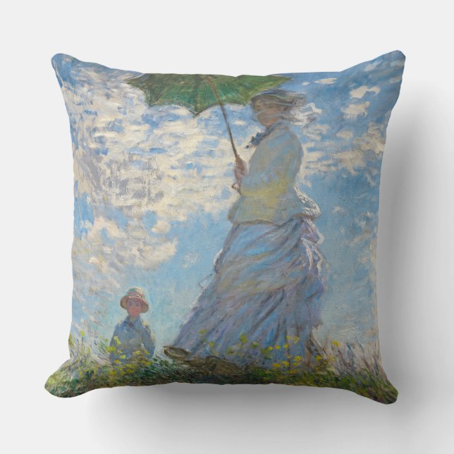 Claude Monet | Woman with a Parasol Throw Pillow (Front)