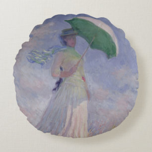 Claude Monet Woman with a Parasol Turned Right Round Pillow