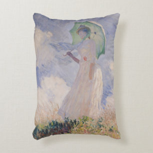 Claude Monet Woman with Parasol Turned Left Accent Pillow