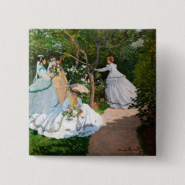 Claude Monet - Women in the Garden 2 Inch Square Button (Front)