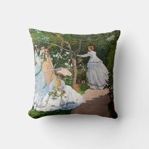 Claude Monet - Women in the Garden Throw Pillow