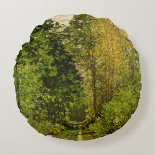 Claude Monet Wooded Path Round Pillow