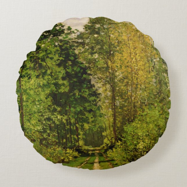 Claude Monet | Wooded Path Round Pillow (Front)