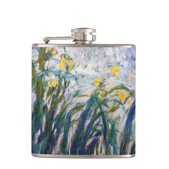 Claude Monet - Yellow and Purple Irises Hip Flask (Front)