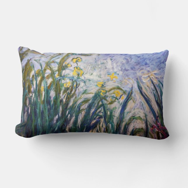 Claude Monet - Yellow and Purple Irises Lumbar Pillow (Front)