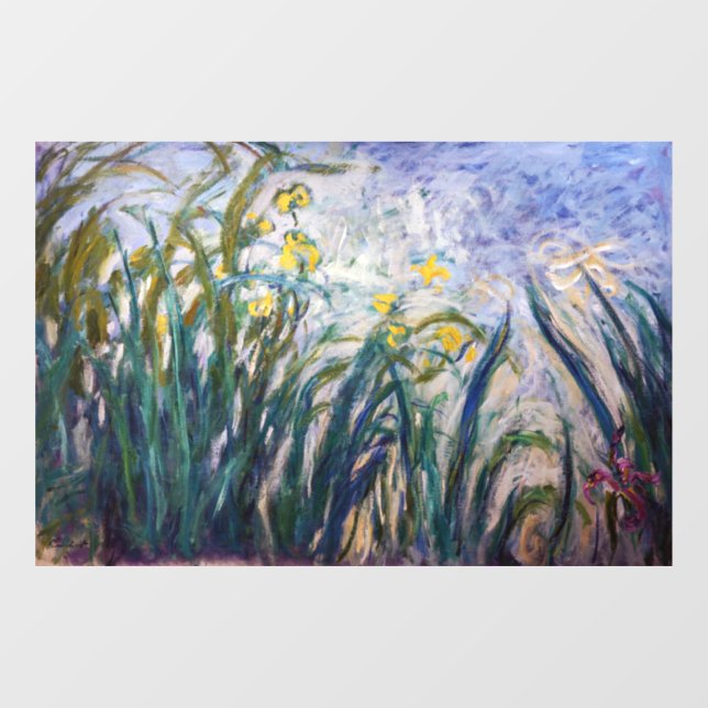 Claude Monet - Yellow and Purple Irises Window Cling (Sheet)