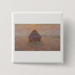 Claude Monet's Grainstack, Sun in the Mist (1891) 2 Inch Square Button