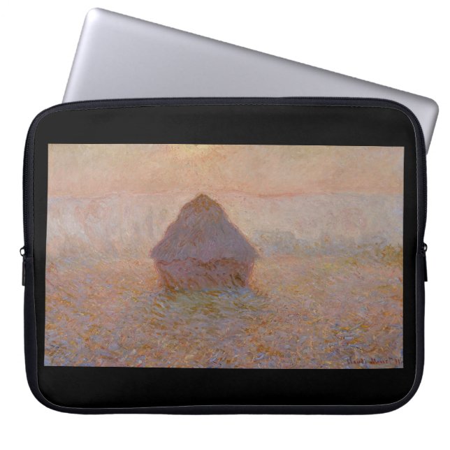 Claude Monet's Grainstack, Sun in the Mist (1891) Laptop Sleeve (Front)